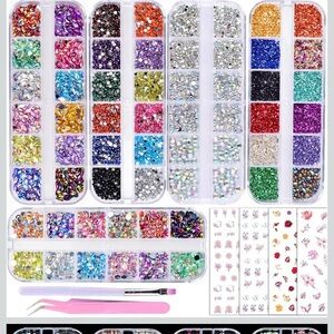 Nail Art Rhinestone and Gem Set nail stickers charms jewels multicolor